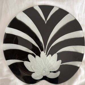 Black and White Lotus Decorative Plate
